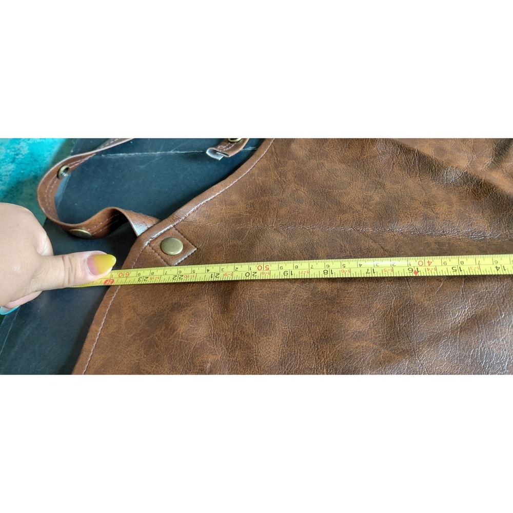 Men One Size heavy-duty marbled brown leather utility apron adjustable Straps - Picture 8 of 16